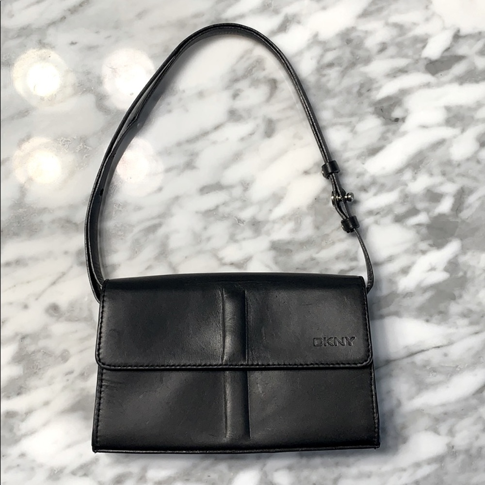 Vintage DKNY black leather mini purse